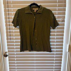 Chic Olive Button-Down Shirt for Women